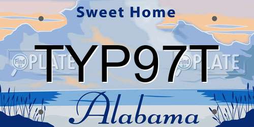 TYP97T Alabama License Plate