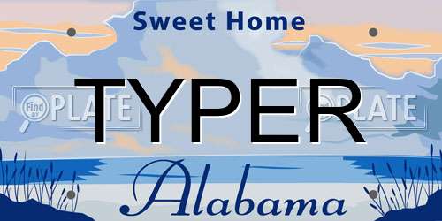TYPER Alabama License Plate