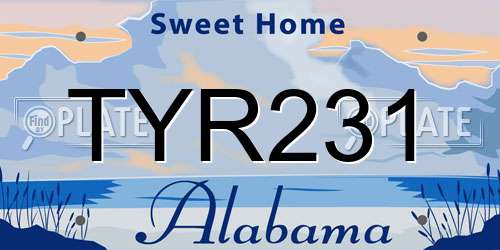 TYR231 Alabama License Plate