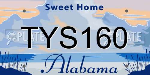 TYS160 Alabama License Plate