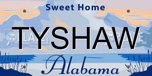 TYSHAW Alabama License Plate