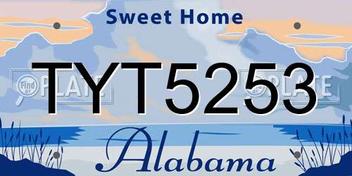 TYT5253 Alabama License Plate