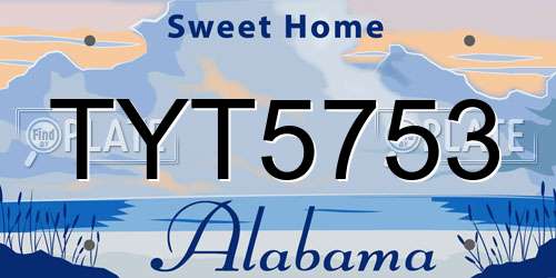 TYT5753 Alabama License Plate