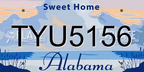 TYU5156 Alabama License Plate