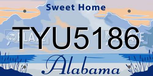 TYU5186 Alabama License Plate