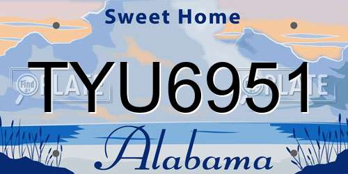 TYU6951 Alabama License Plate