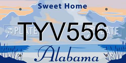 TYV556 Alabama License Plate