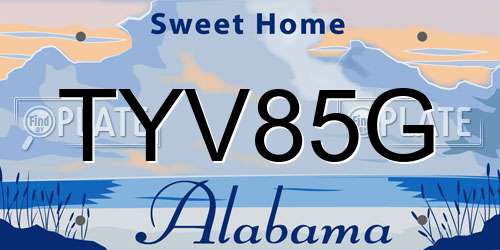TYV85G Alabama License Plate