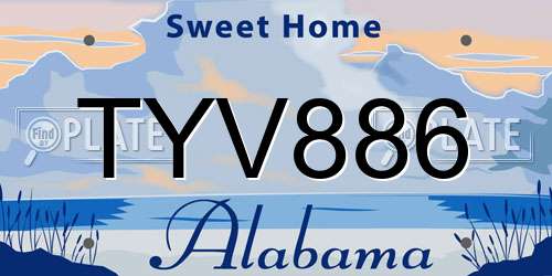 TYV886 Alabama License Plate