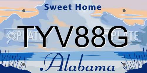 TYV88G Alabama License Plate