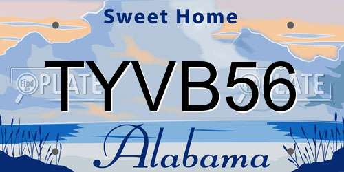TYVB56 Alabama License Plate