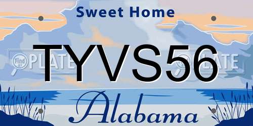 TYVS56 Alabama License Plate