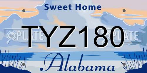 TYZ180 Alabama License Plate
