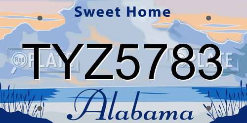 TYZ5783 Alabama License Plate