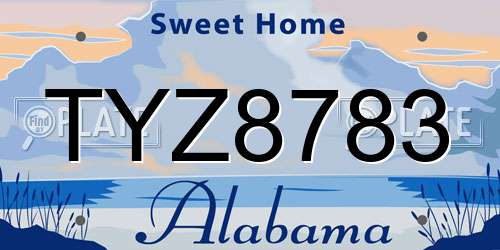 TYZ8783 Alabama License Plate