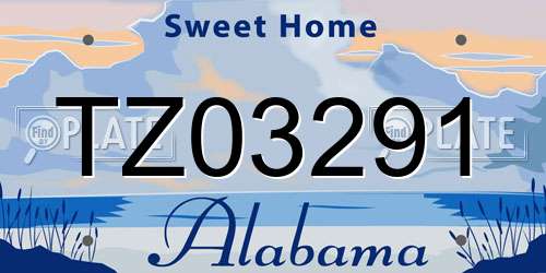TZ03291 Alabama License Plate