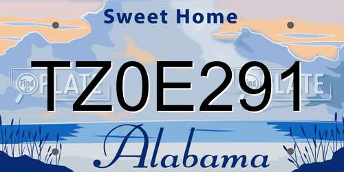 TZ0E291 Alabama License Plate