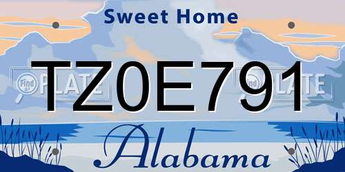 TZ0E791 Alabama License Plate