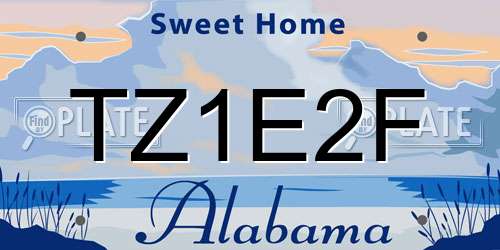 TZ1E2F Alabama License Plate
