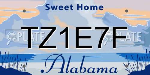 TZ1E7F Alabama License Plate