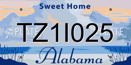 TZ1I025 Alabama License Plate