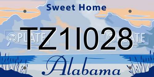 TZ1I028 Alabama License Plate