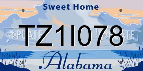 TZ1I078 Alabama License Plate