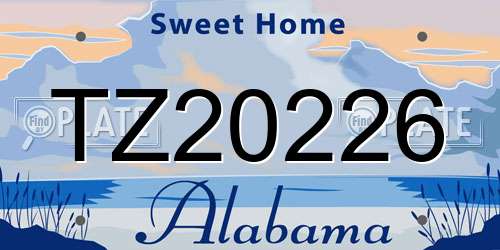 TZ20226 Alabama License Plate