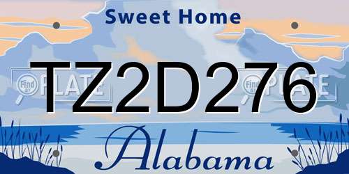 TZ2D276 Alabama License Plate