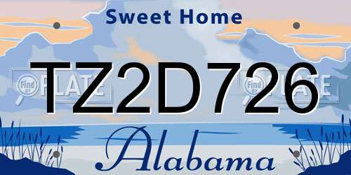 TZ2D726 Alabama License Plate
