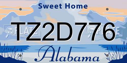 TZ2D776 Alabama License Plate