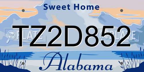 TZ2D852 Alabama License Plate