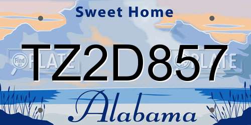 TZ2D857 Alabama License Plate