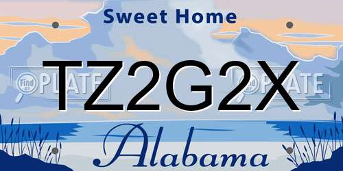 TZ2G2X Alabama License Plate
