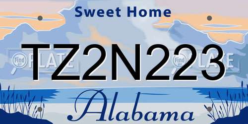 TZ2N223 Alabama License Plate