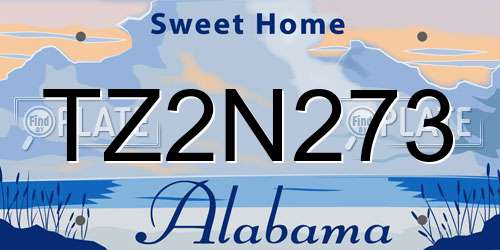 TZ2N273 Alabama License Plate