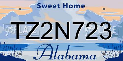 TZ2N723 Alabama License Plate