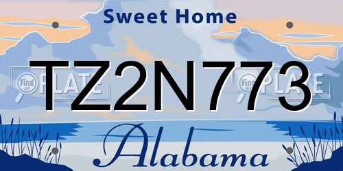 TZ2N773 Alabama License Plate