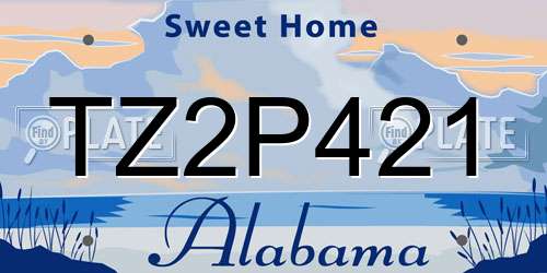 TZ2P421 Alabama License Plate