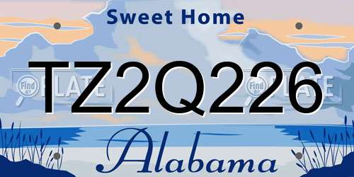 TZ2Q226 Alabama License Plate