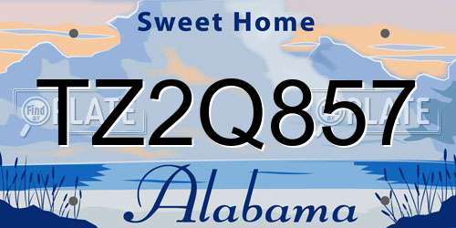 TZ2Q857 Alabama License Plate