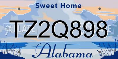 TZ2Q898 Alabama License Plate