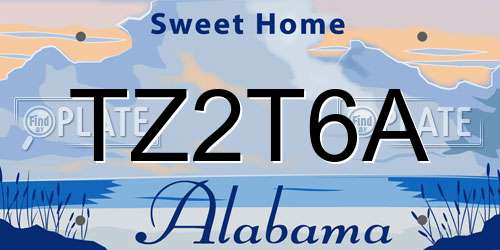 TZ2T6A Alabama License Plate