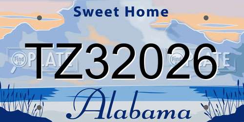 TZ32026 Alabama License Plate