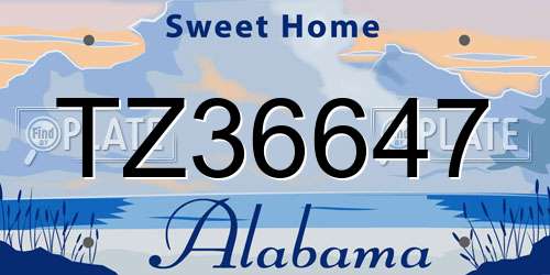 TZ36647 Alabama License Plate