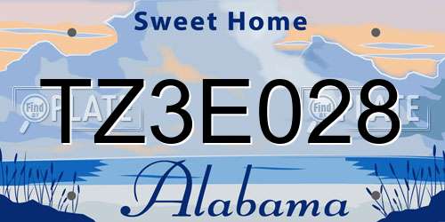 TZ3E028 Alabama License Plate