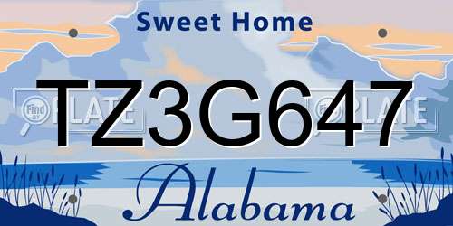 TZ3G647 Alabama License Plate