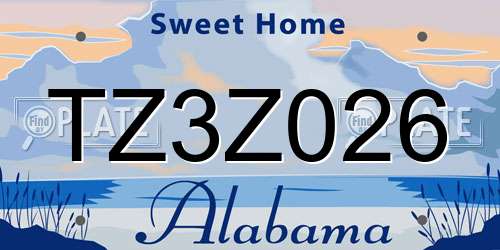TZ3Z026 Alabama License Plate