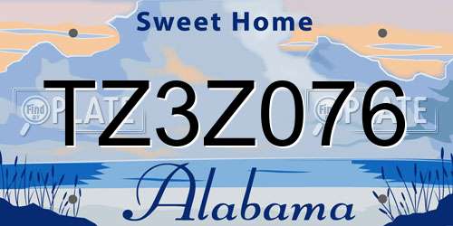 TZ3Z076 Alabama License Plate