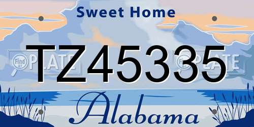 TZ45335 Alabama License Plate